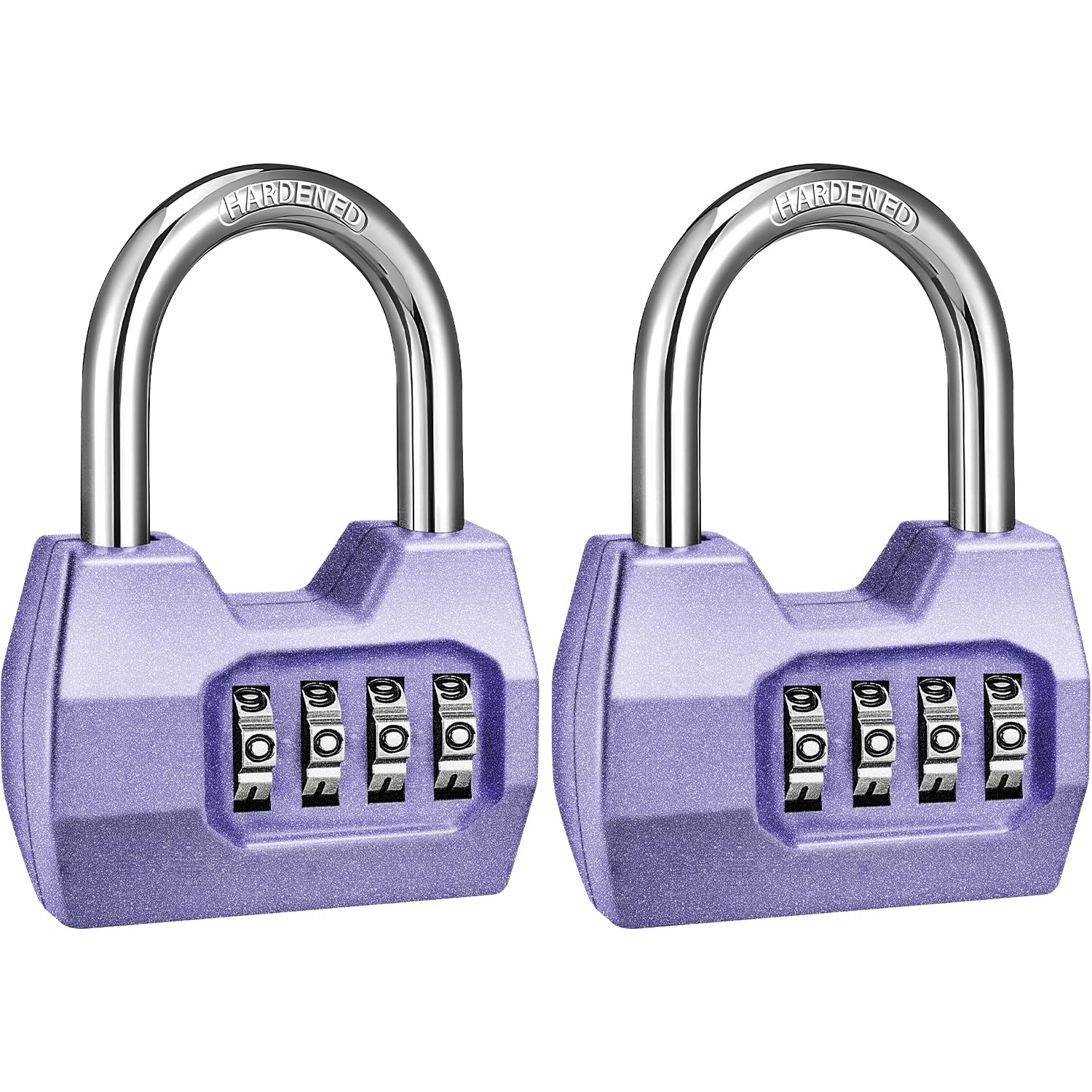 2 Pack disecu 4 Digit Combination Lock, Outdoor Waterproof Padlock for School Gym Locker, Fence, Gate, Shed, Storage Unit, Case, Toolbox (Lavender)