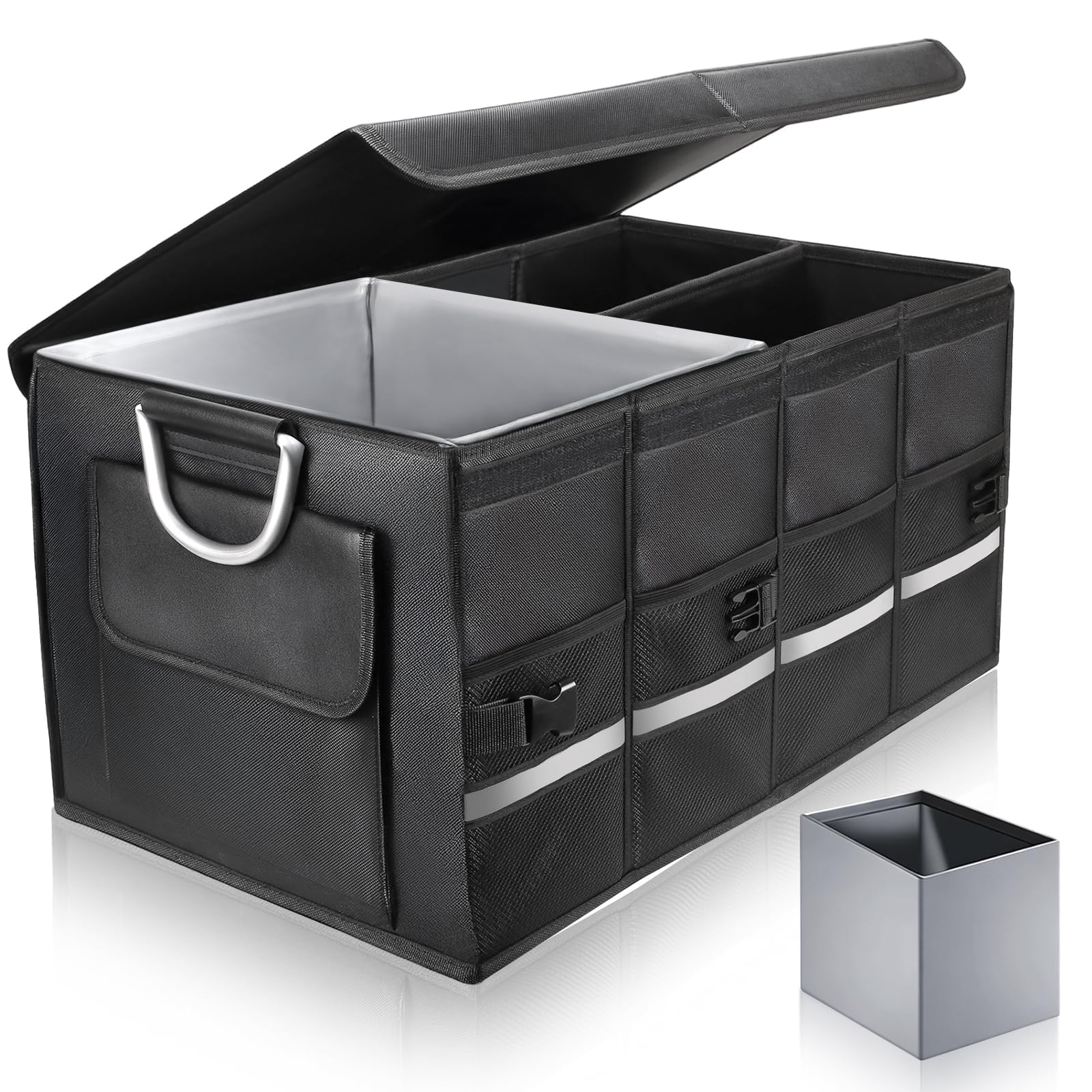 Rangement Coffre de Voiture Organiseur de coffre de voiture pliable Oxford 1680D Organisateur de Coffre Sac de Rangement avec Sac imperméable Sac pour Coffre avec Couvercle