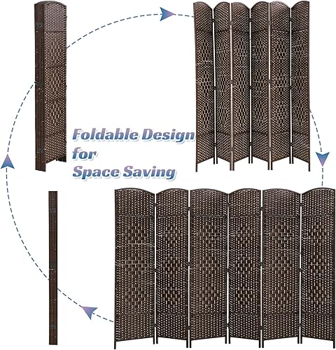 Miniatura 4 de Divisor de habitación plegable de 6 paneles, pantallas de privacidad de 6 pies de alto, divisor de pared portátil para interiores, pantalla de