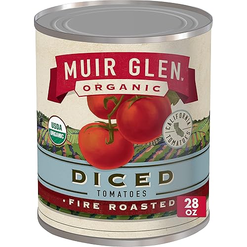 Muir Glen Tomates enlatados tostados al fuego orgánicos en cubitos, 28 oz.