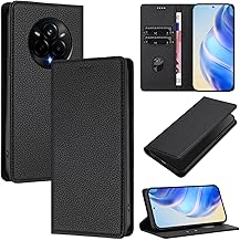 XINYEXIN Leather Case for Realme 14 Pro 5G, PU Leather Flip Case with Card Slot, Stand, Magnetic Folio Mobile Phone Protective Case - Black
