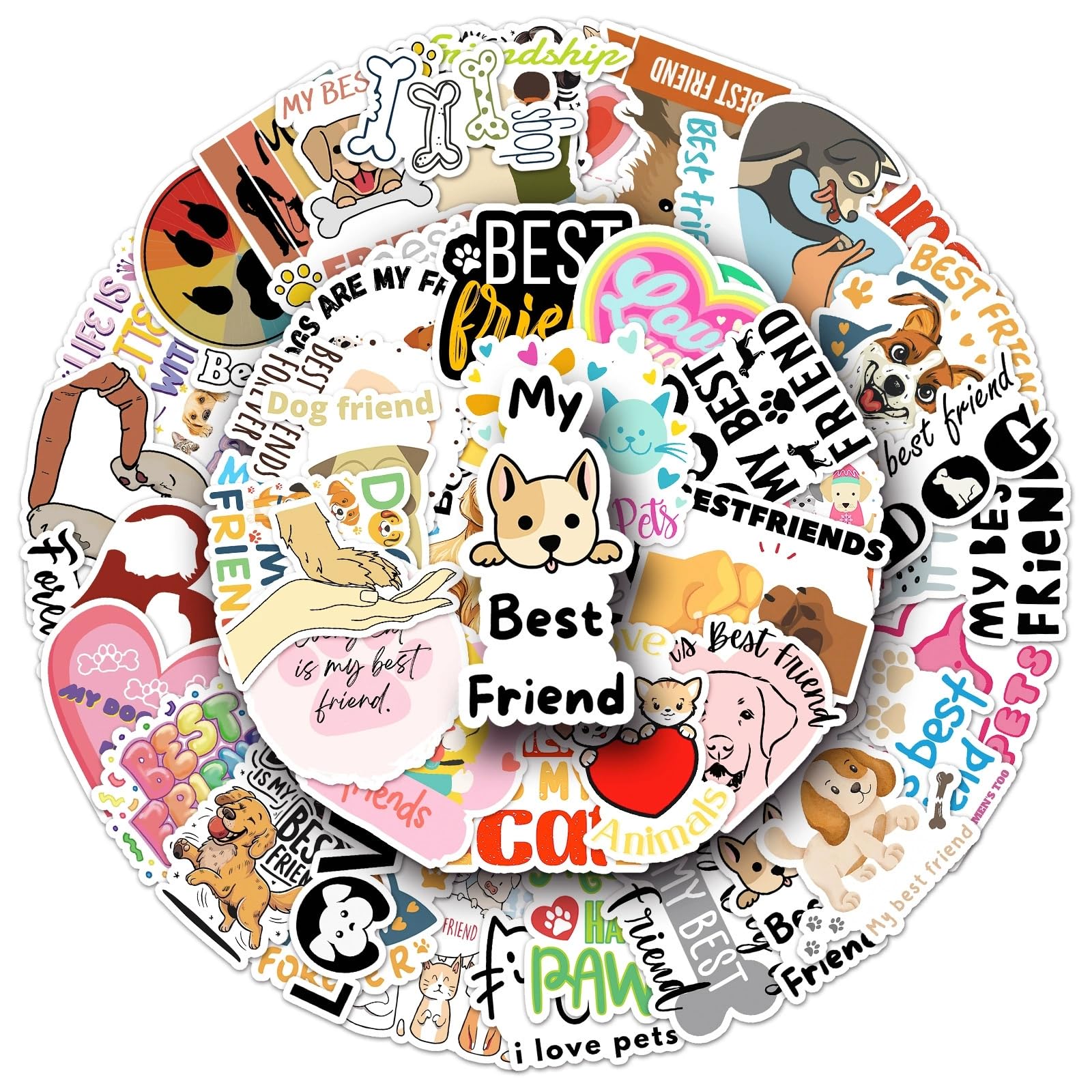 50 Pcs Pet Stickers for Kids Teens Adults Boys Girls Gift,Animal Stickers Pack for Laptop,Skateboard,Luggage,Car,Bike