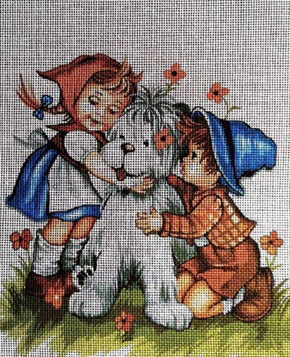 Kit de point de croix tapisserie poupée fille garçon 20x25cm fil coton 5D DIY