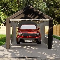 Vista 6 de Cochera de Servicio Pesado de 10 x 20 pies, Toldo para Garaje de Automóvil, con Ventanas Ventiladas Enrollables, Refugio para Automóvil con Lonas