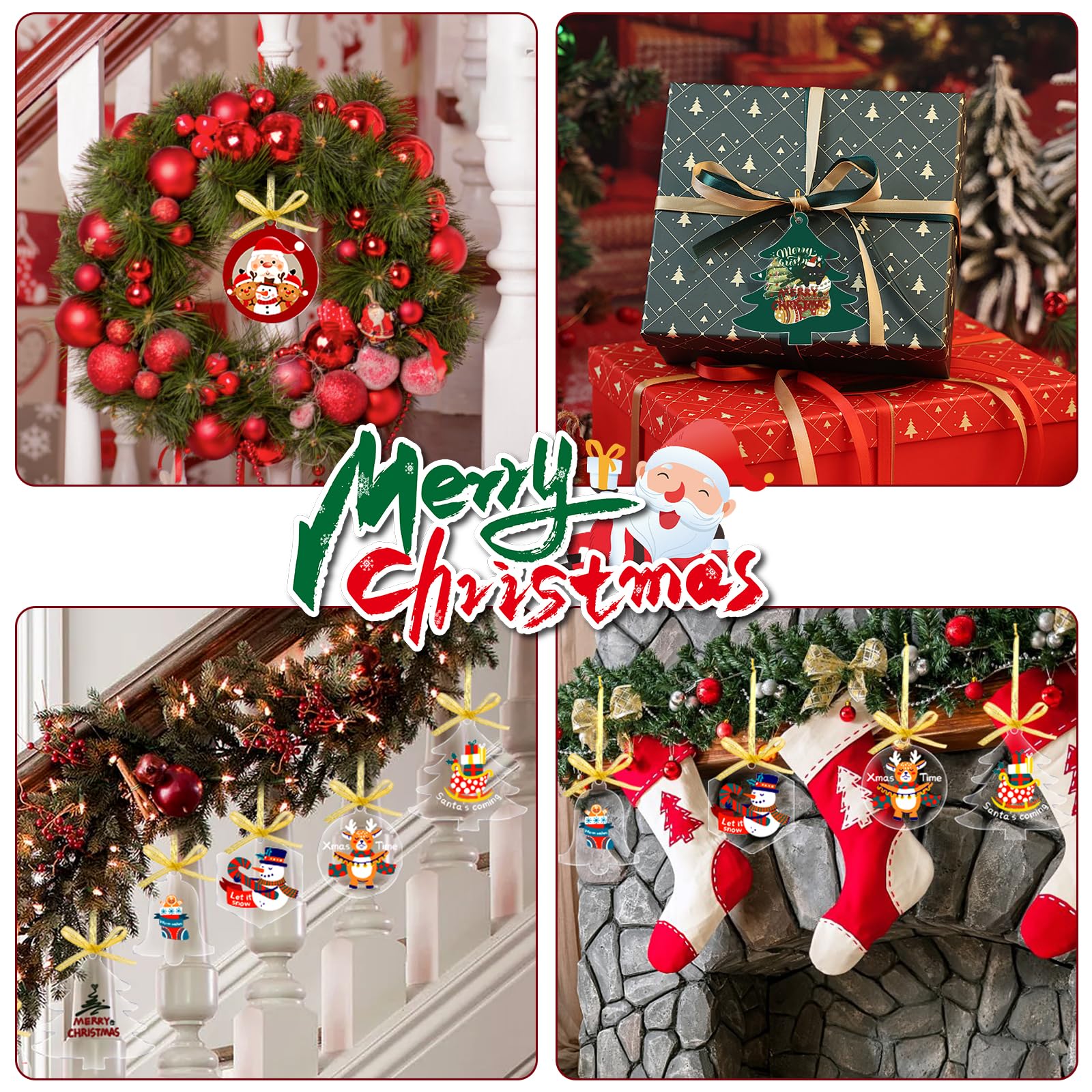 Fangoo 24Pcs Bauble Blank 8-9.5cm Acrylic Disc Ornaments - Image 4