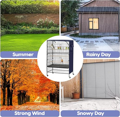 Bird Cage Cover, Large Birds Cage Covers for Night, Birds Cover for Cage with Adjustable Front Curtain, Blackout & Breathable Birdcage Covers for Parrot, Small Animals(Not Include Bird Cage)(Blue)