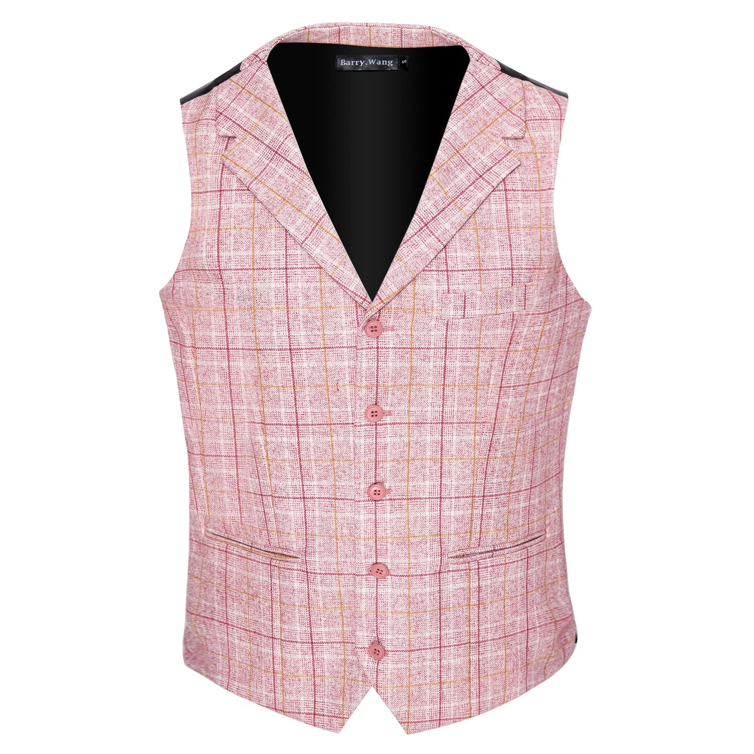 Uomo Gilet a quadri con risvolto a tacca Gilet monopetto business da sposa