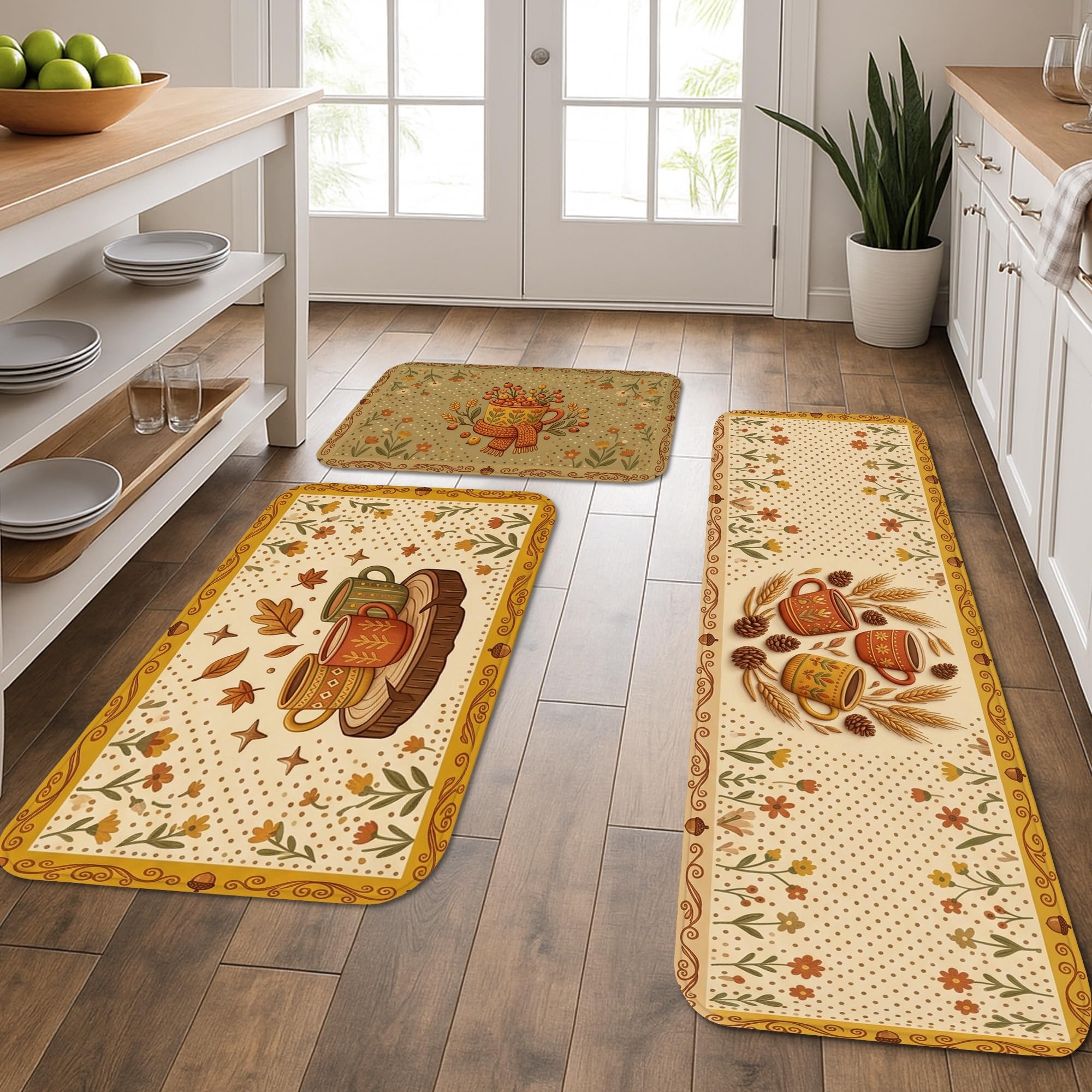 Tapis de cuisine lot de 3 citrouilles d'automne pour embellir votre évier et buanderie