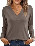 Long Sleeve Shirts for Women Tops V Neck Casual Top Comfortable Shirt Soft Basic Tees Women Blouses