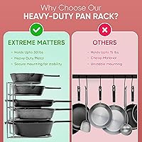 Vista 3 de Heavy-Duty Pots and Pans Organizer 5-Tier Cookware & Lid Storage Rack Free-Standing or Wall-Mount Kitchen Organizer for Cast Iron Skillets