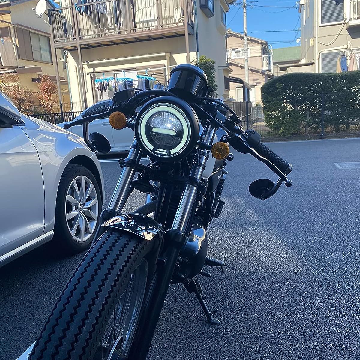 Amazon | YIBO レトロ改造モーターサイクルヘッドライトLEDデイ