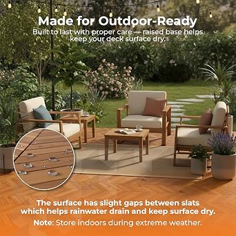 Majestick Goods 24-Pack Herringbone Acacia Wood Interlocking Deck Tiles