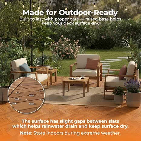 Majestick Goods 24-Pack Herringbone Acacia Wood Interlocking Deck Tiles