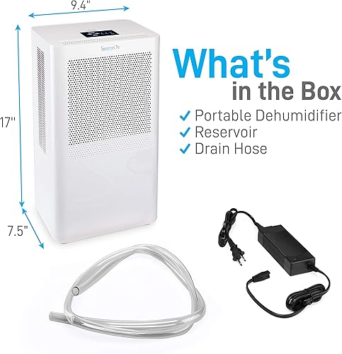 Miniatura 6 de SereneLife SereneLife PDUMID95.5 - Mini deshumidificador eléctrico portátil para el hogar, armario, sótano, con capacidad de tanque de agua de 3