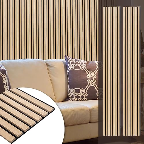 Miniatura 18 de Yuzzy Paneles de madera para pared, paneles acústicos de listones de madera de nogal oscuro de 9 pies, 4 unidades, paneles de pared modernos que