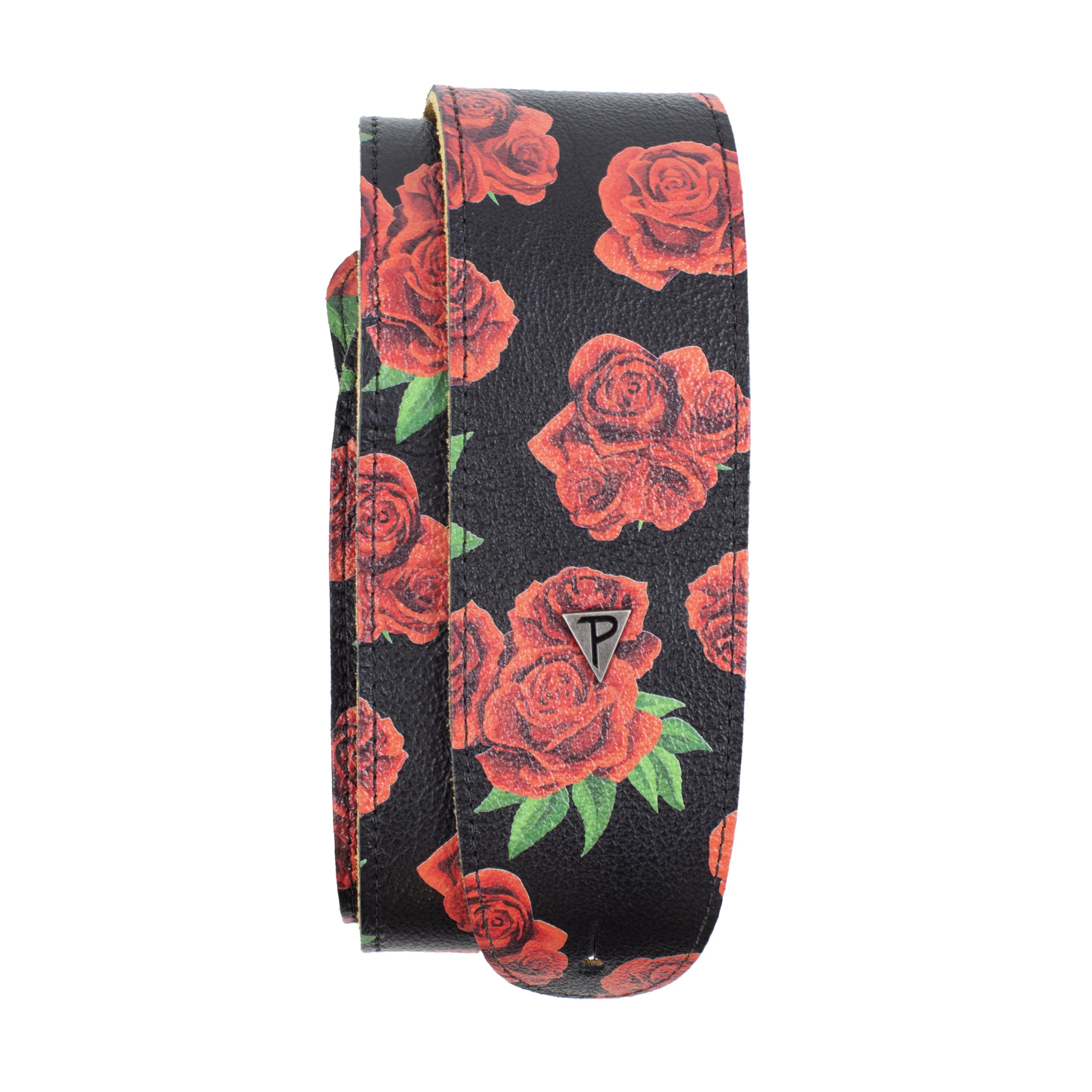 Perri's Leathers Ltd., BOHO, Red Rose, Direct to Garmet Leather Guitar Strap, Adjustable Length, for Electric Acoustic