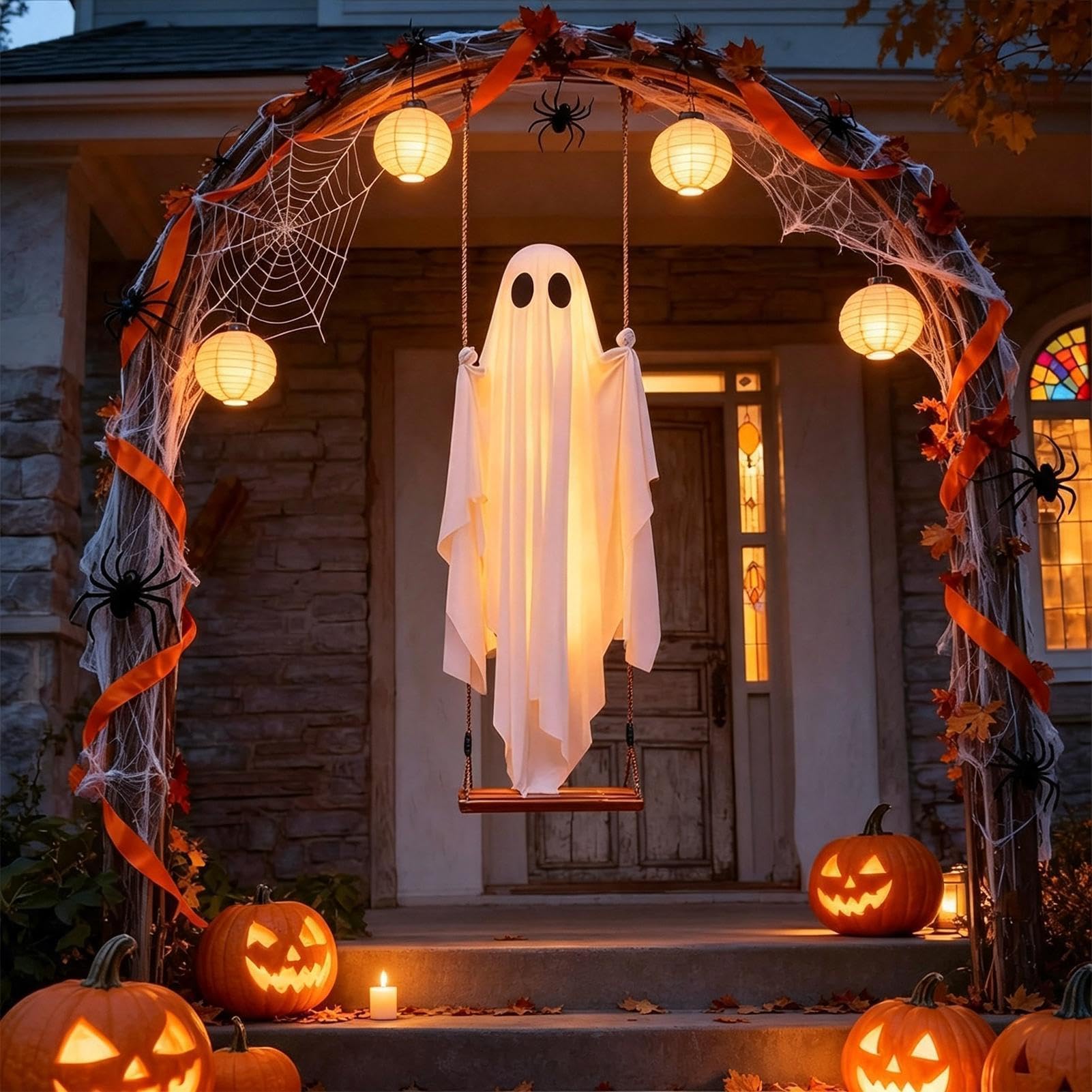 Decorazione Fantasma Halloween Ornamento Bambola Spaventosa Fluttuante per | Con A Filo E Luminoso Altalena Spettrale Per Interno Giardino Recinzione Cortile Casa Stregata
