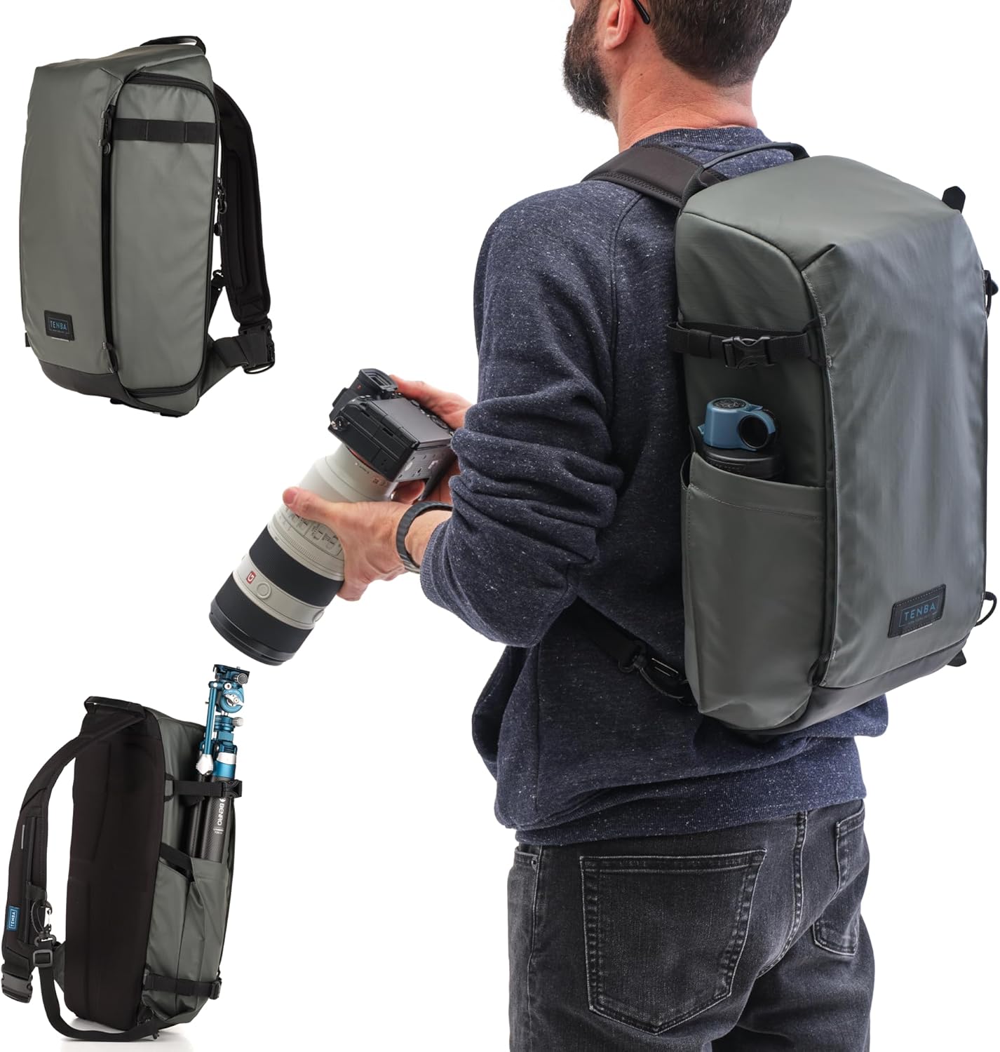 Tenba Solstice v2 16L Sling Bag for DSLR and Mirrorless cameras and lenses, including supertelephoto zooms – Gray (636-433)