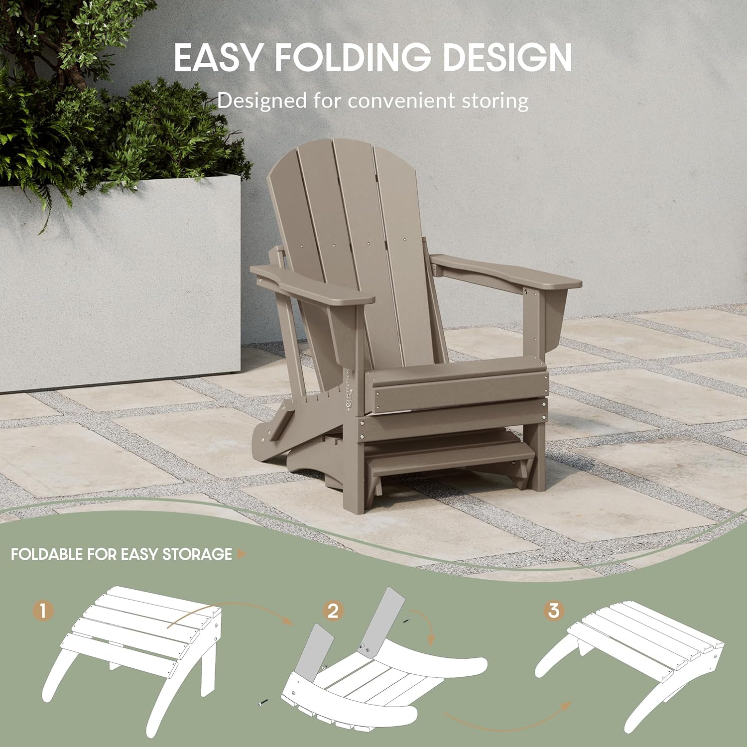 Weathered Wood Outdoor Adirondack Ottoman Footrest
