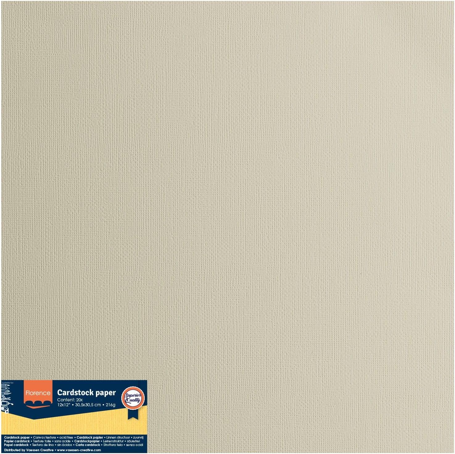 Florence Cardstock Textured - Coloured Card Making Supplies 12 x 12 inch - Grey - 20 Sheets - Coloured Paper for Scrapbooking, Card Making, Die Cutting and Paper Crafts - 216 GSM - Mouse