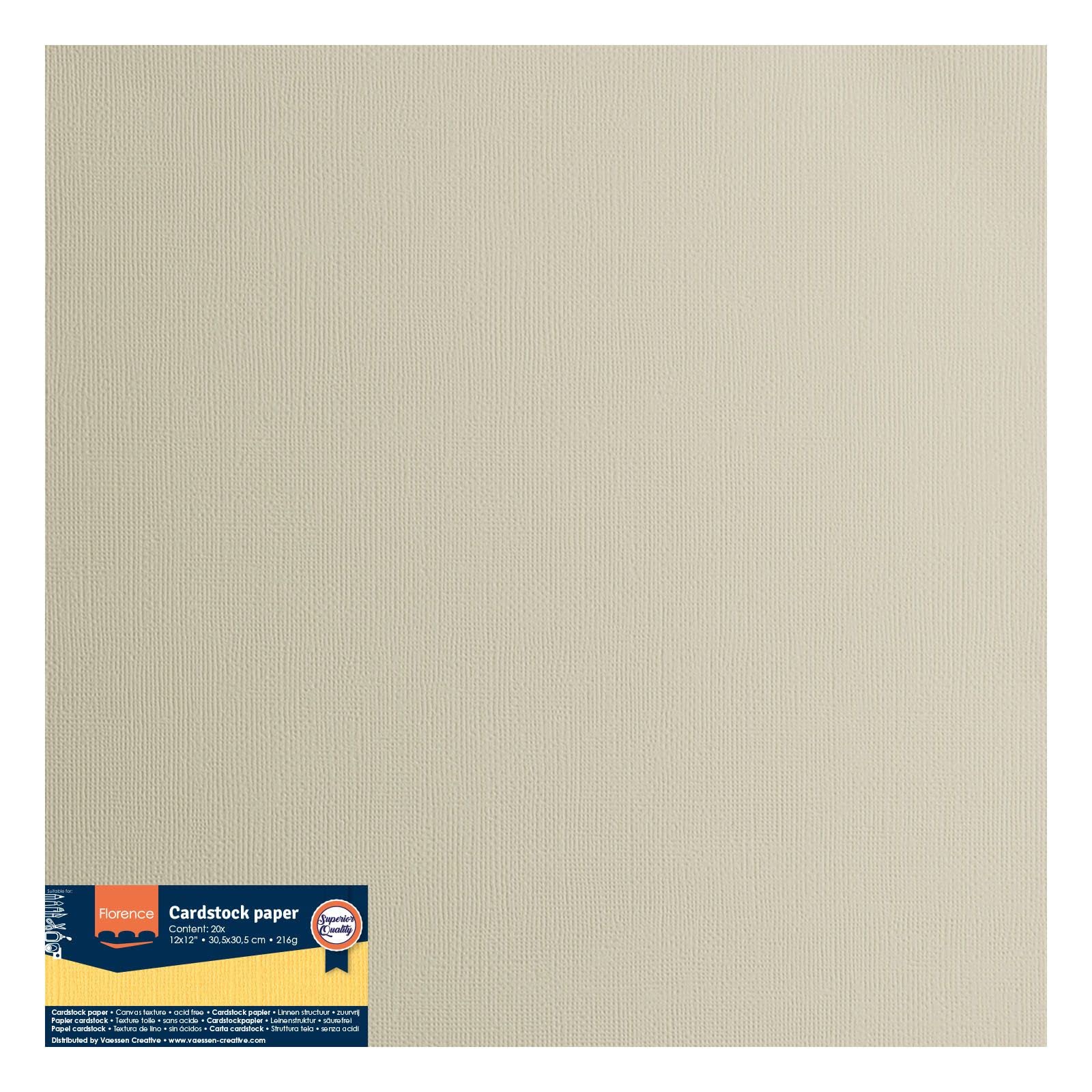 Papier Cartonné Vaessen Creative Florence - 60 Feuilles 30,5x30,5cm 216g - Texturé Pour Scrapbooking