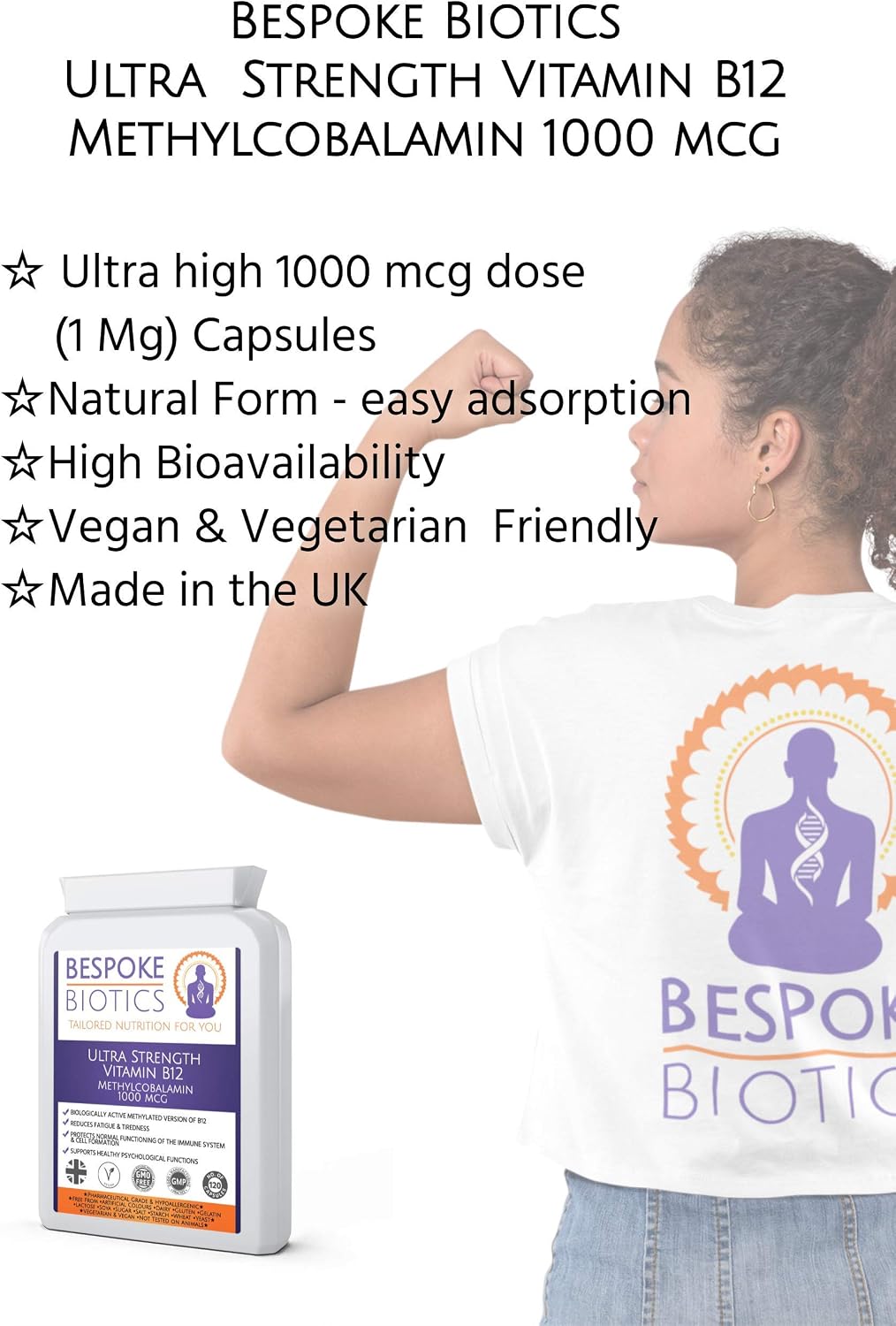 Vitamin B12 1000mcg 100% Methylcobalamin, 120 count (Pack of 1) - Image 3