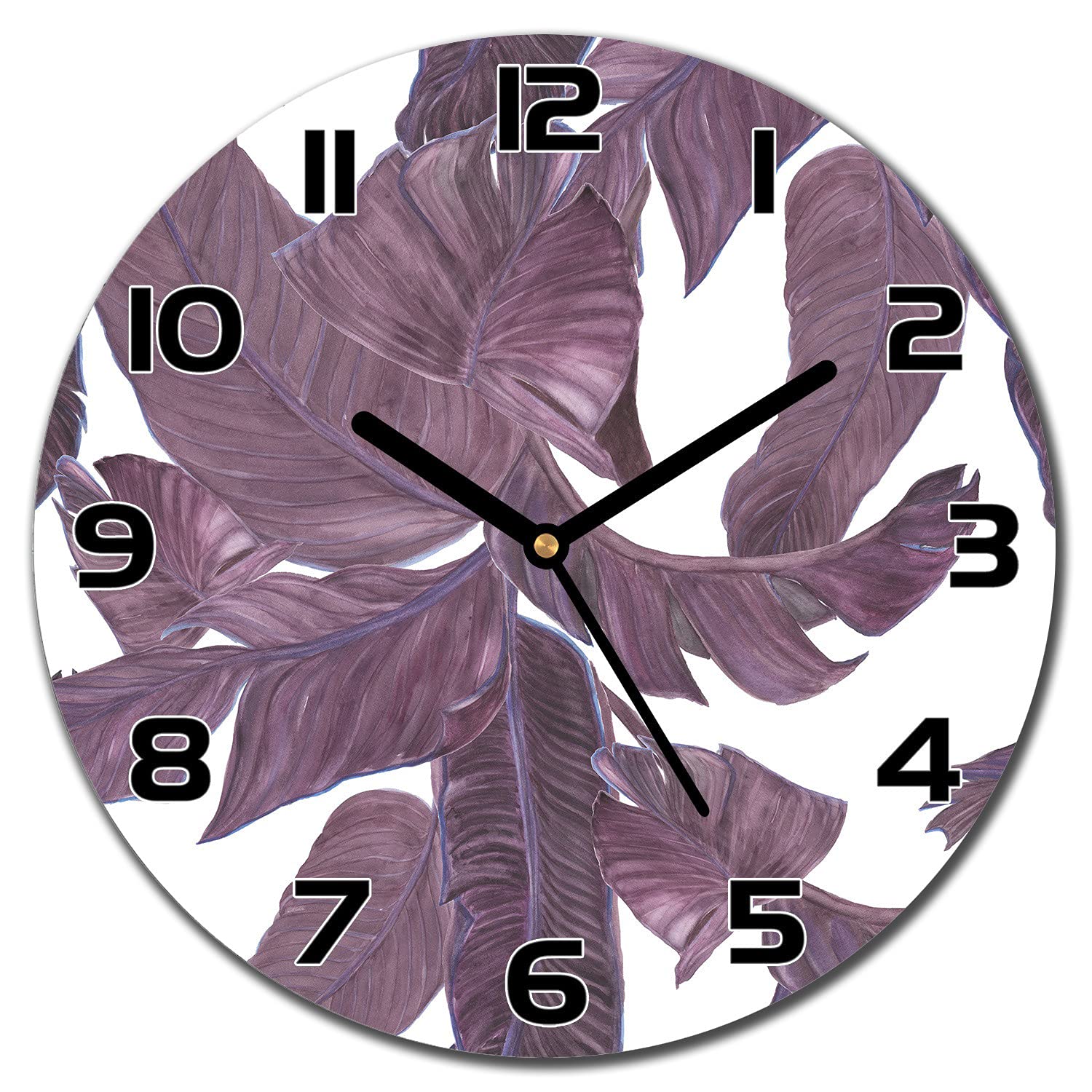 Horloge en verre sécurité 30 cm avec aiguilles noires motif exotique