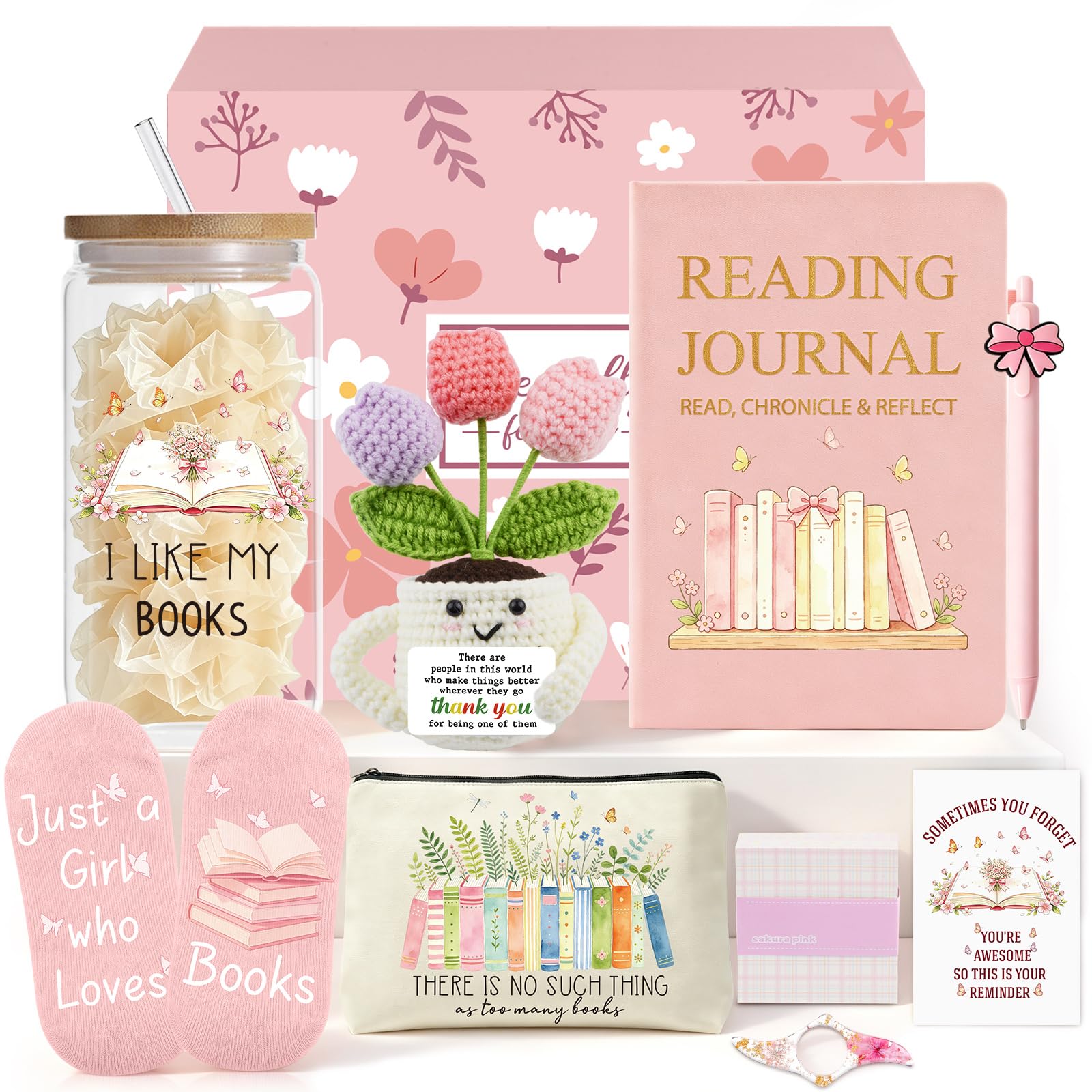 Auligam 9 PCS Book Lovers Gifts for Women — Book Accessories & Reading Gifts Set, Bookish Presents for Readers & Bookworms, Birthday Christmas Reading Themed Gift Box for Her