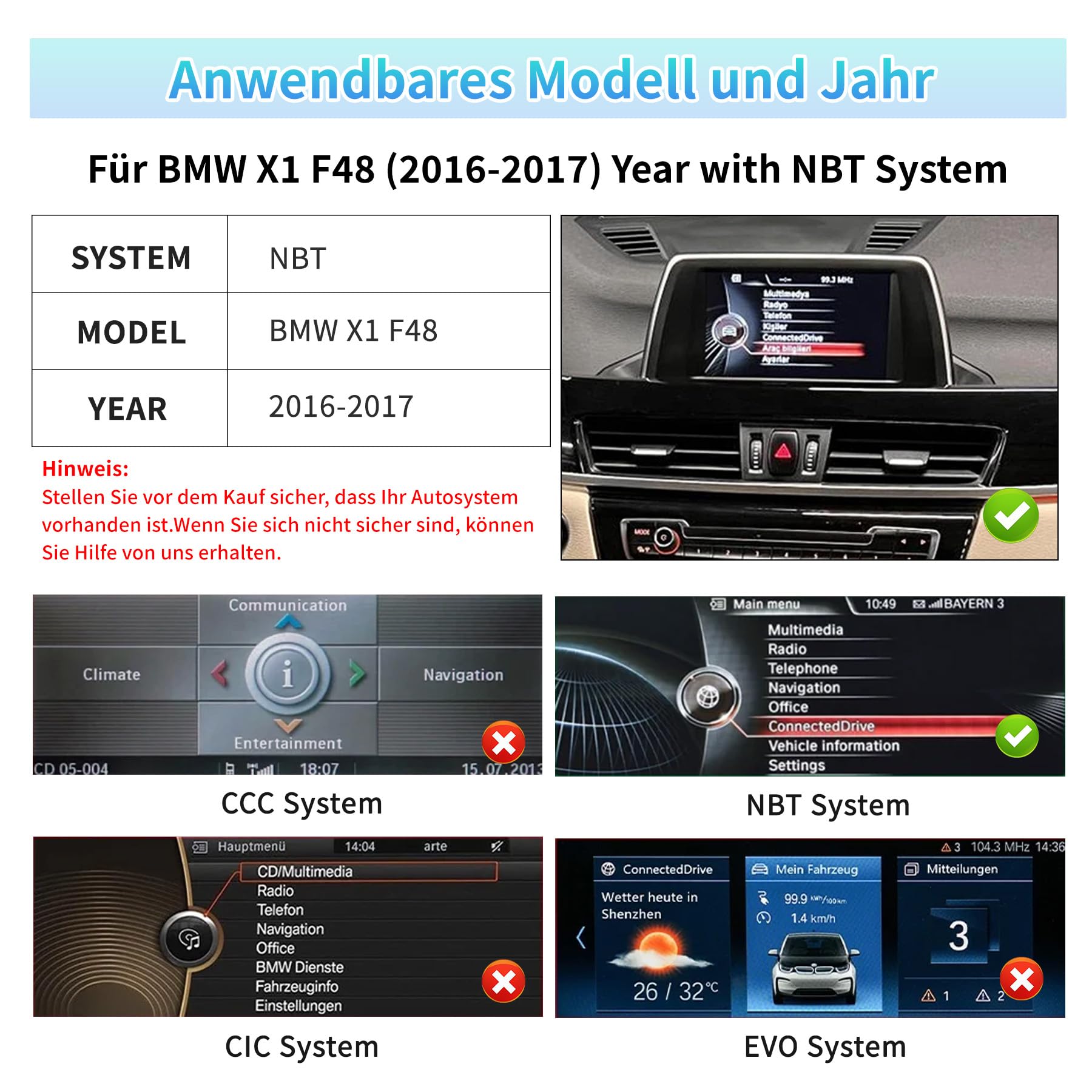 Autoradio Android 14 da 10,25 pollici per BMW X1 F48 (2016-2017) con sistema NBT - CarPlay/Android Auto wireless, iDrive integrato, 4 GB + 64 GB, schermo IPS HD, navigazione GPS, Mirror Link