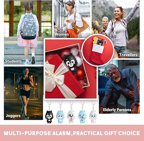 Miniatura 7 de Alarma de seguridad personal para mujeres, alarma personal recargable para mujeres, niños y ancianos, sirena fuerte de 130 dB, luz estroboscópica,