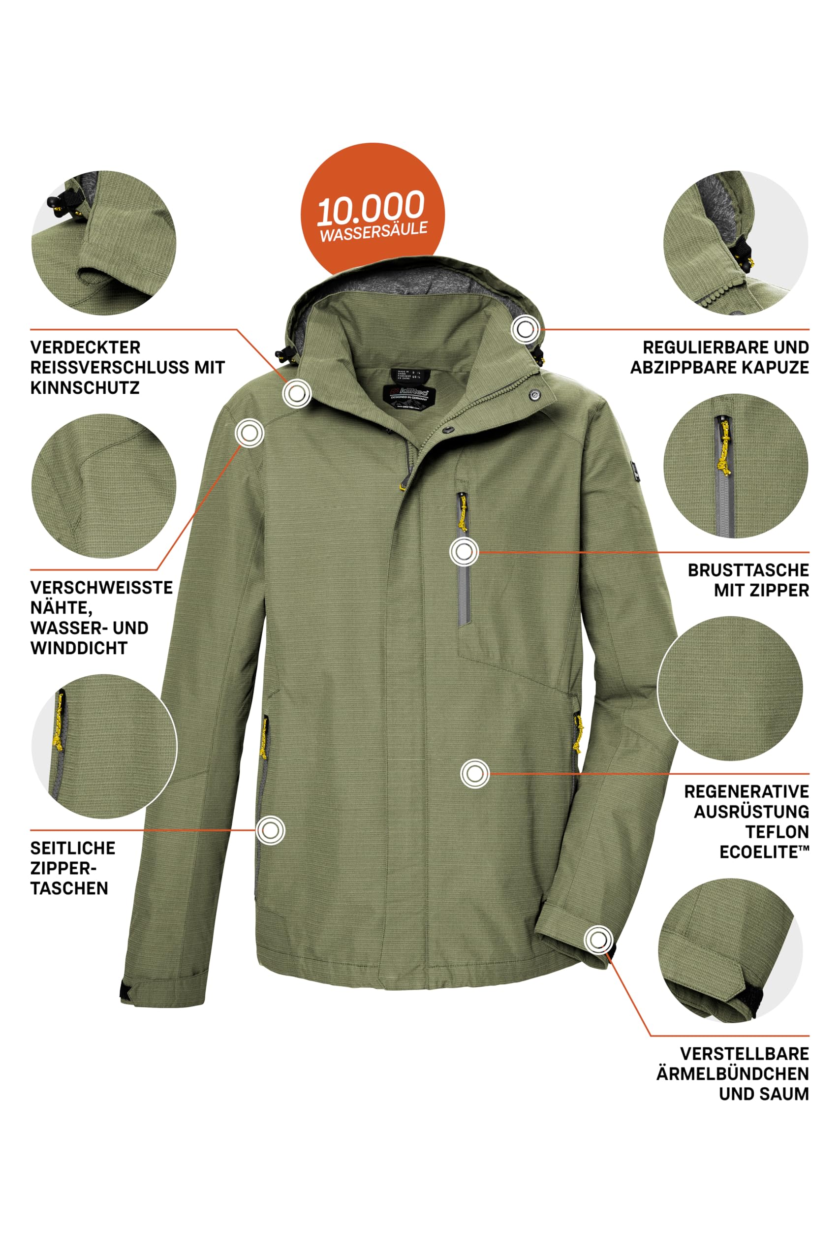 Killtec Kos 256 Mn Jckt_carleb Giacca funzionale impermeabile/giacca outdoor con cappuccio senza zip Uomo