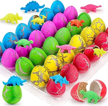 30PCS Large Hatching Dinosaur Eggs for Dinosaur Birthday Party Favors for Kids 3-5 4-8 Goodie Bag Stuffers Classroom Carnival Prizes Bulk Treat Stuff Novelty Grow in Water Dino Eggs with Toys Inside