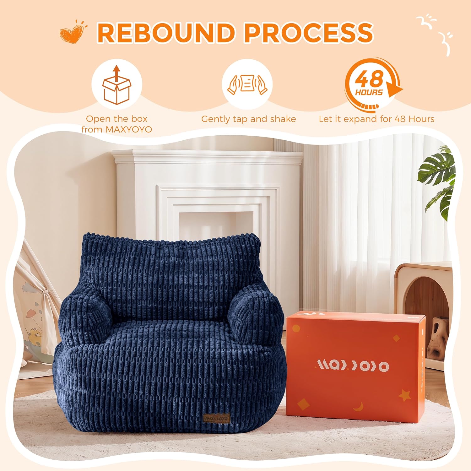 MAXYOYO Kids Bean Bag Chair, Comfy Bean Bag Sofa with Filler