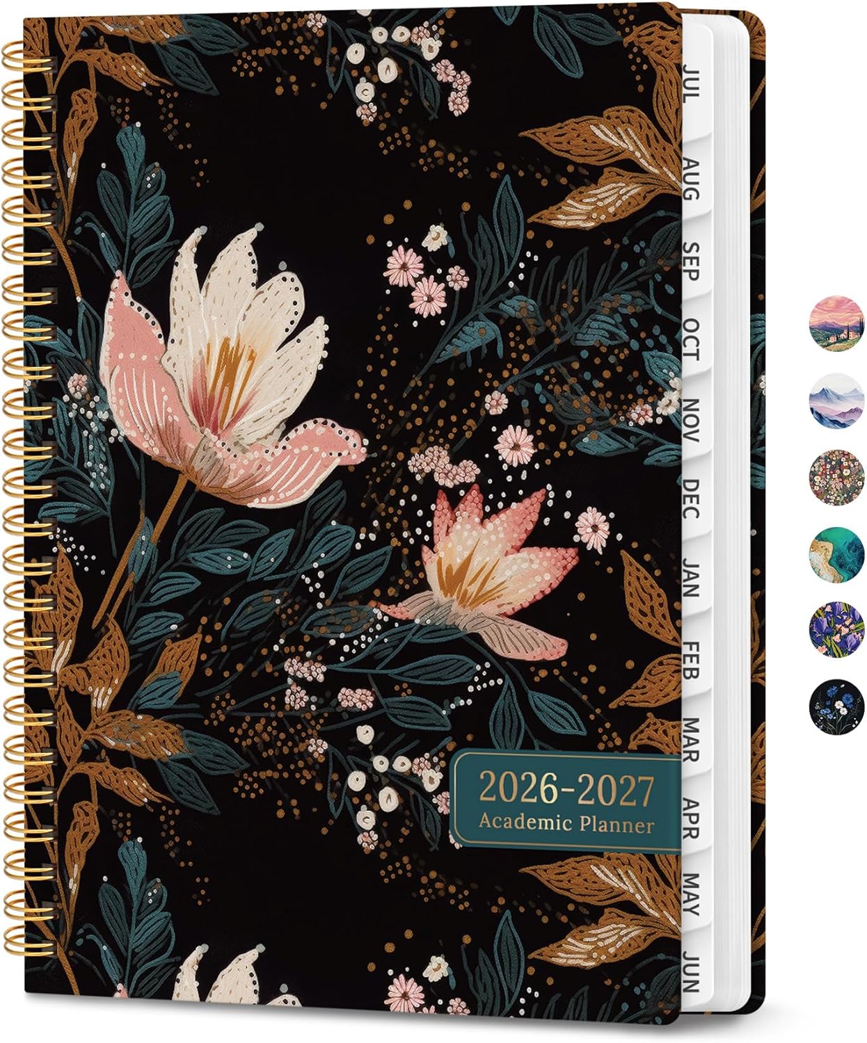 Planner 2026-2027, Monthly and Weekly Academic Planner July 2026 - June 2027, Hardcover Student Teacher Planning Agenda Calendar Book with Tabs, Perfect for Office School Supplies, A4 (8.5" x 11") - Vintage Petals