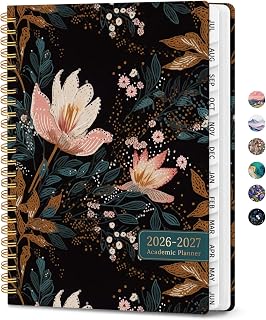 ZOTIA Planner 2026-2027 Weekly & Monthly Calendar Planner Jul 2026-Jun 2027 | A5 (6.3" x 8.5") Hardcover Academic Planner Student Teacher Planning Agenda Calendar Book with Tabs, Vintage Petals