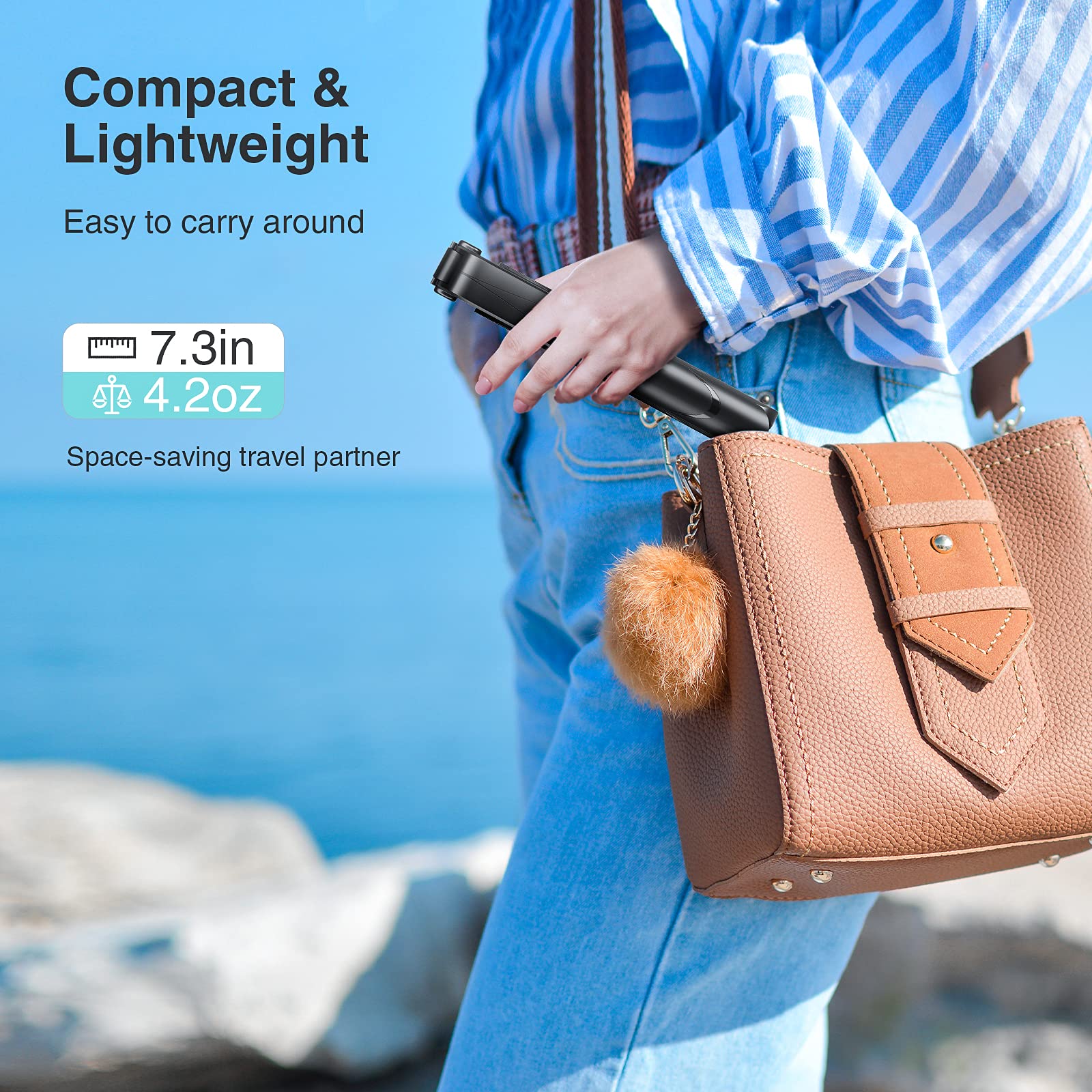 Phone Tripod Stand, Selfie Stick Tripod - Extendable Tripod Stick with Remote - Wireless Selfie Stick Tripod, Portable Tripod for Phone (Black)