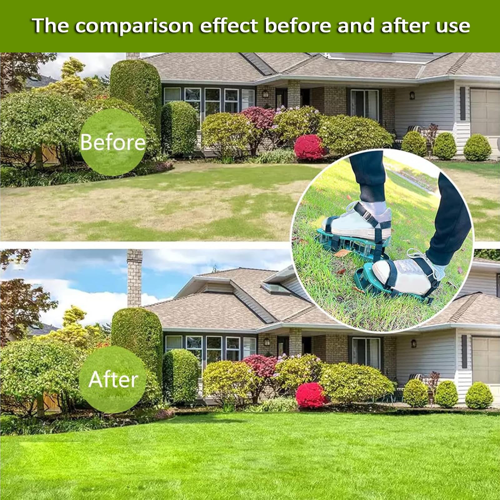 1 Par De Zapatos Aireadores para Césped, Herramienta Aireadora, con Correas Ajustables con Resorte/Puntas, Premontadas, para Airear Patios Y Jardines