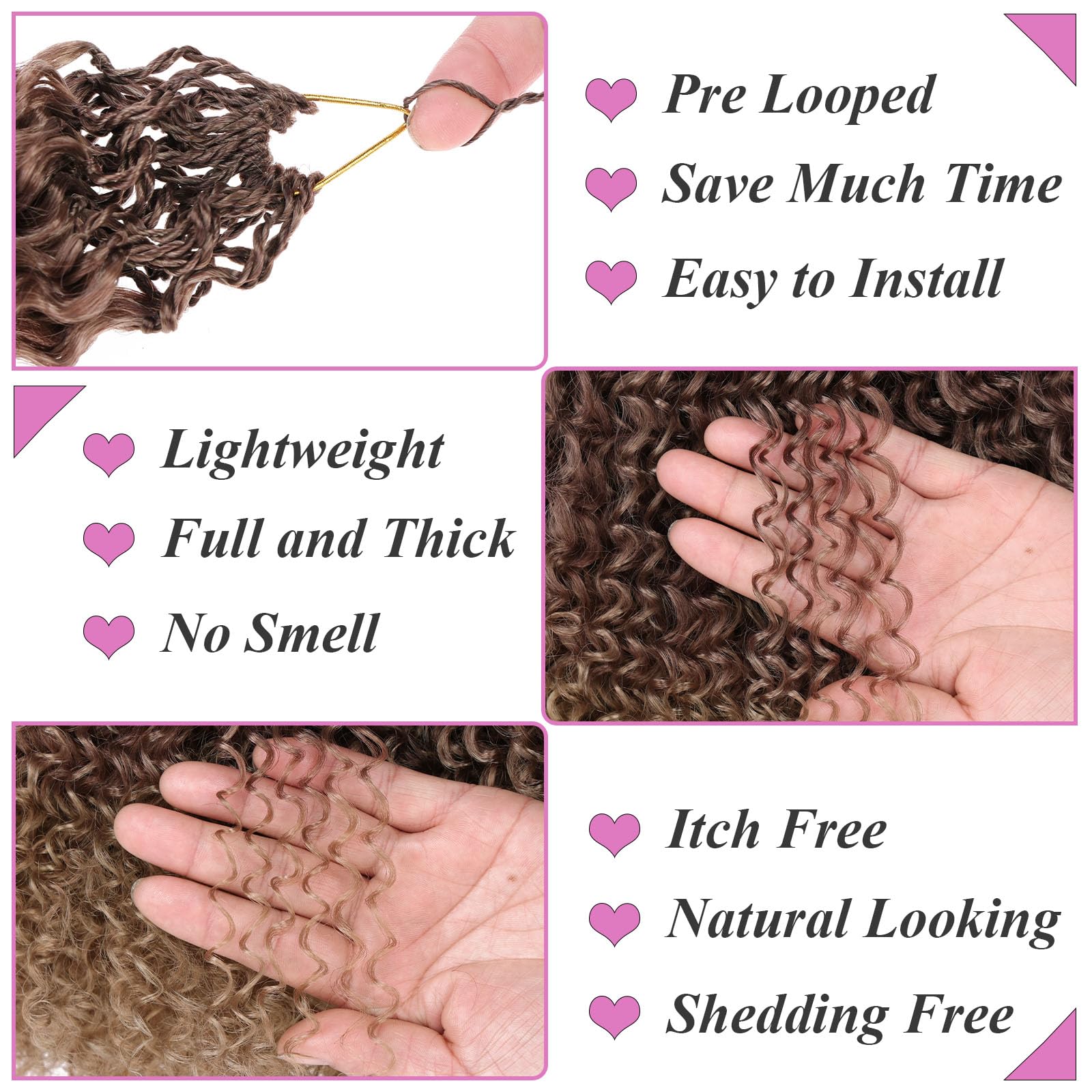 Samtress Micro Kinky Curly Crochet Hair 8 Inch 8 Packs Pre Looped Micro Twist Kinky Curly Crochet Hair Synthetic for Black Women (#T3327) - Image 3