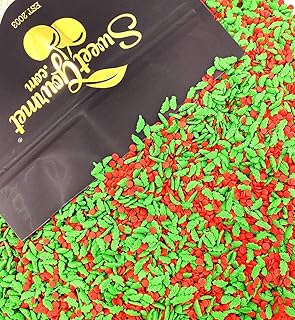 Sponsored Ad - SweetGourmet Holly Quin Shapes | Christmas Red Green Sprinkles Nonpareils | 2 Pounds