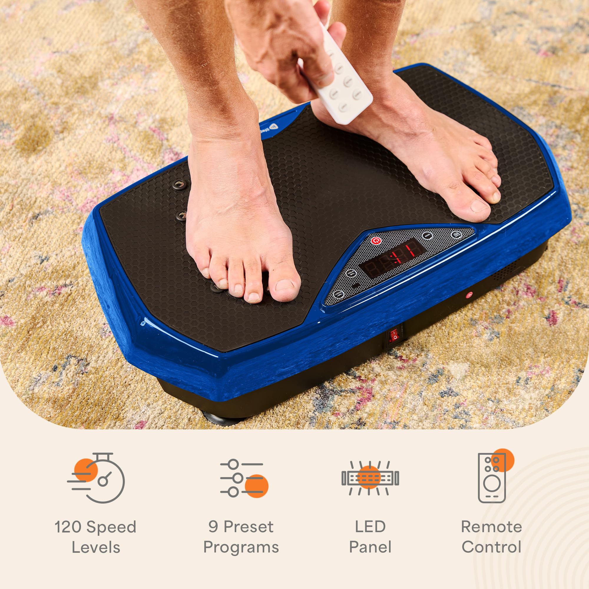 LifePro Blue Hexaplate platforma wibracyjna przyrząd treningowy – trening całego ciała, platforma fitness