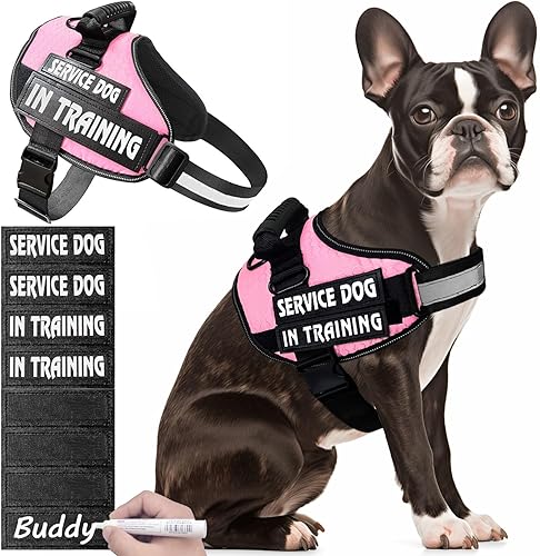 Miniatura 7 de Bcadem Chaleco de servicio para perro, 8 parches para perros, arnés para perro de servicio sin tirones con asa, chalecos reflectantes personalizados