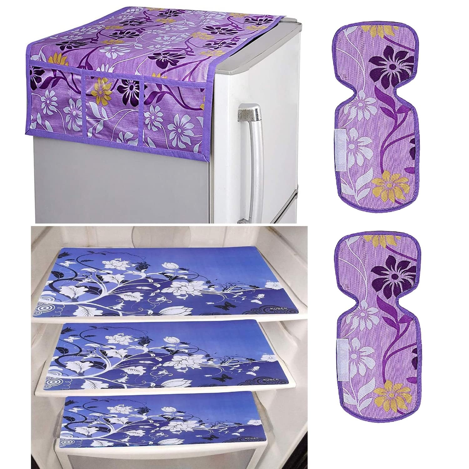 Kuber Industries Fridge Combo Set | 1 Piece Fridge Top Cover - 3 Piece Fridge Mats - 2 Piece Fridge Handle Cover Combo Set | Refrigerator Combo Set | Flower-Print | 6 Piece Set | Purple (B0CS66MM18) Amazon Price History, Amazon Price Tracker