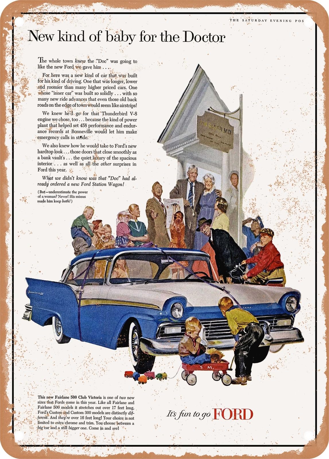 Miaomansenstore Metal Sign - 1957 Fairlane 500 New Kind Of Baby For The Doctor Vintage Ad Home Decor