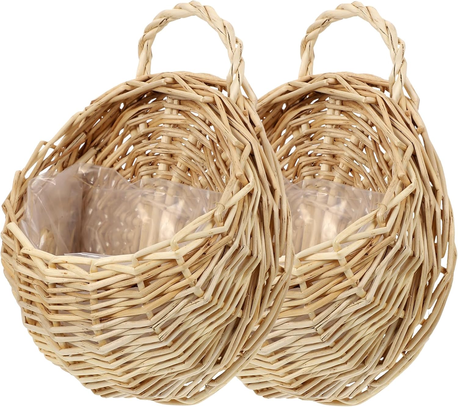 2Pcs Woven Hanging Basket Decorative Wall Hanging Flower Baskets Handwoven Plant Holder with Handle for Home and Garden Plant Display and Storage Stylish Plant Baskets