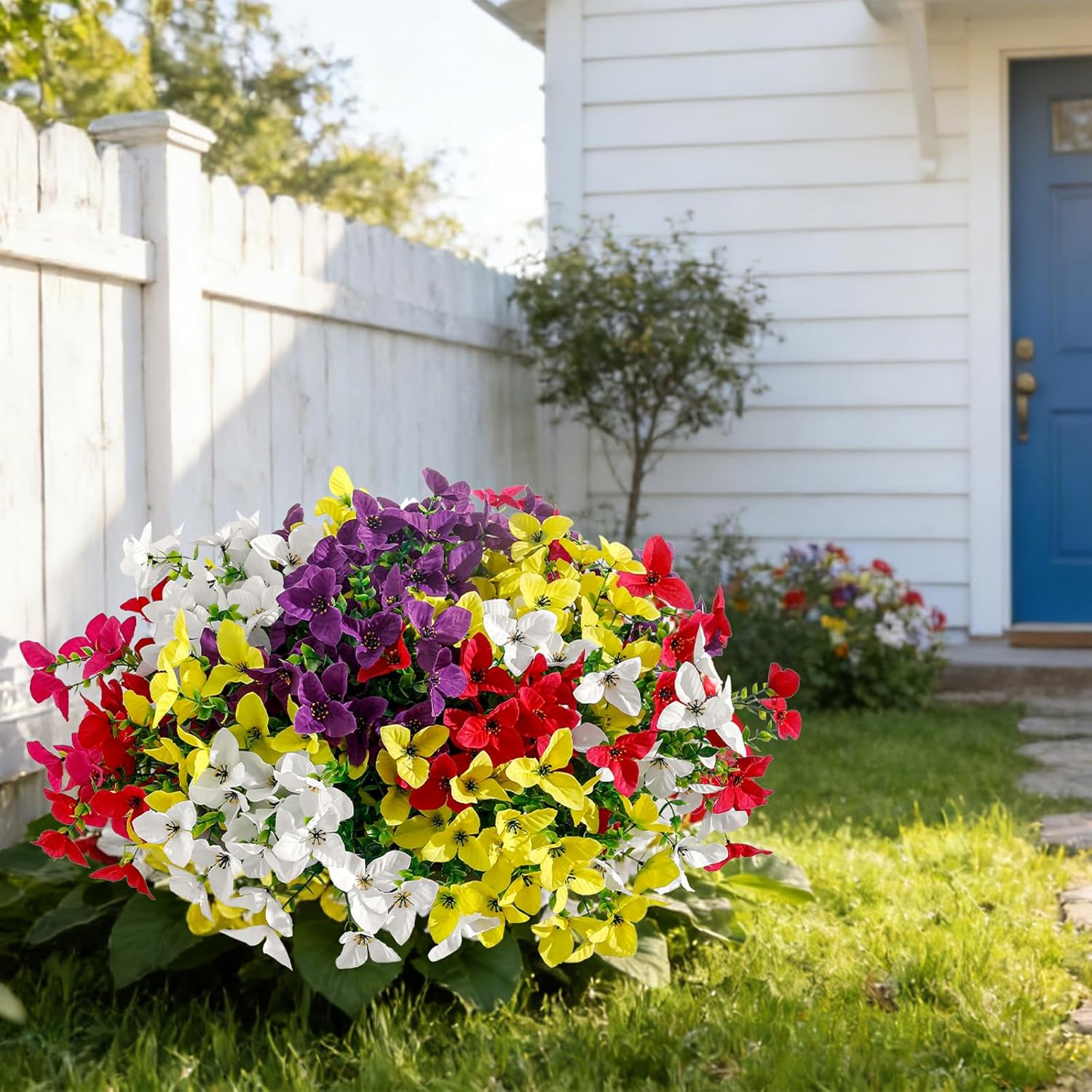 12 Bundles Artificial Flowers for Outdoors,Plastic Flowers Uv Resistant Fake Plants Bulk for Spring Summer Hanging Planter Porch Window Garden Home Decor - Image 8