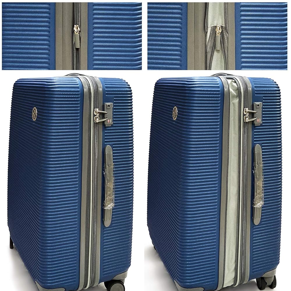 TASSINI 3pc Blue Hard Shell Rolling Suitcase Set,Expandable