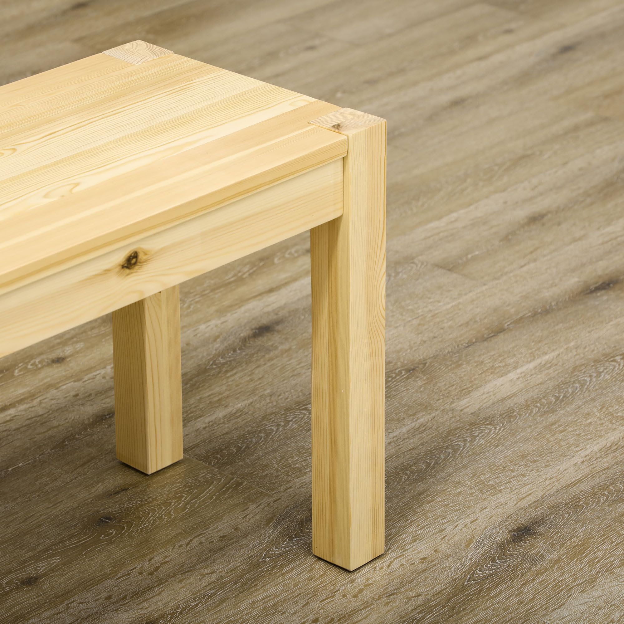 HOMCOM Sitzbank 3-Sitzer Holzbank Küchenbank im Landhaus-Stil, Essbank für Wohnzimmer, Küche, Eingang, Kiefernholz, bis 330 kg belastbar, 150 x 33 x 45 cm, Natur