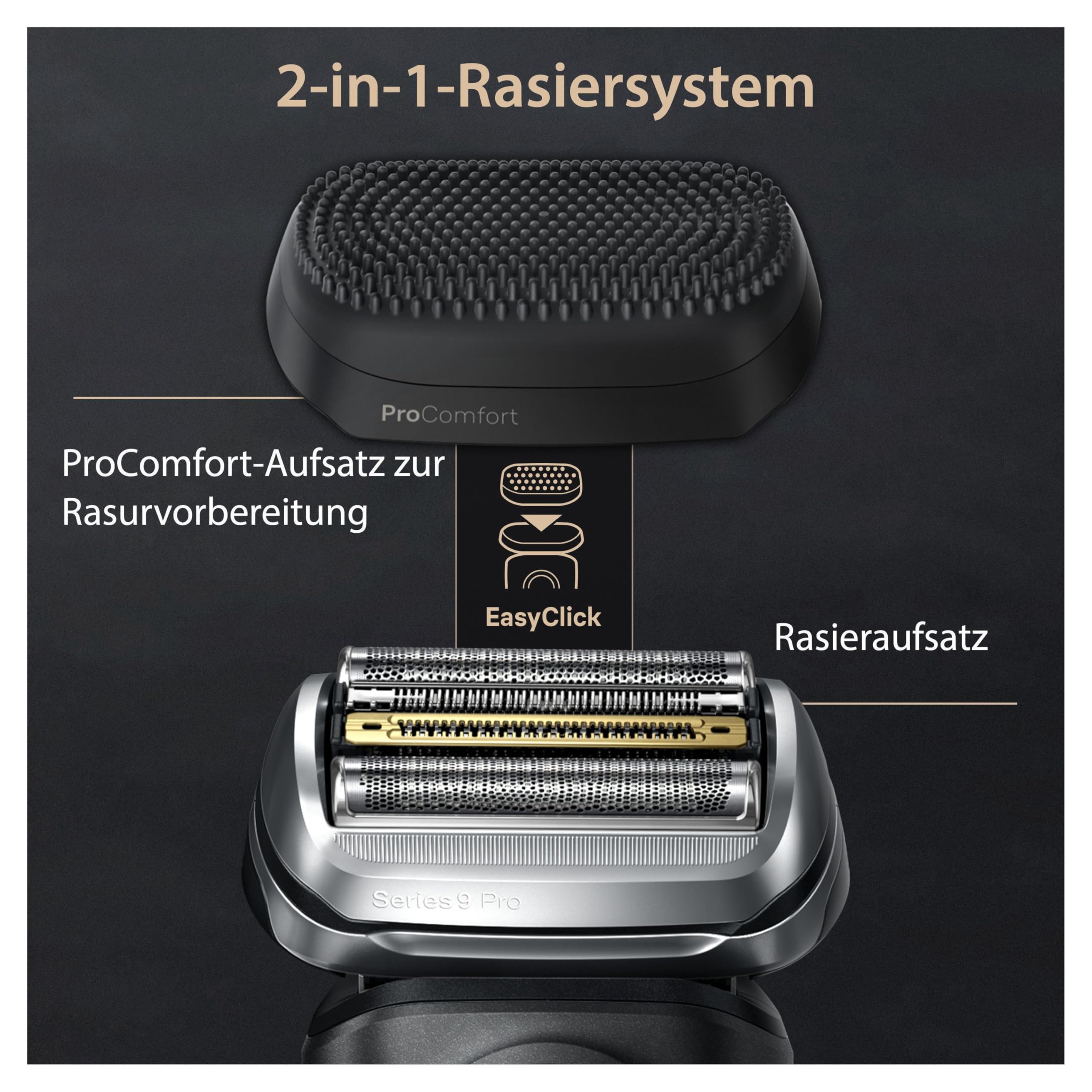 Braun Series 9 Pro+ Rasierer Herren Elektrisch, Elektrorasierer mit 5 Pro Rasierelementen, ProComfort Aufsatz, 2-in-1-System, Reinigungsstation, 60 Min Laufzeit, Made in Germany, 9590cc, Schwarz