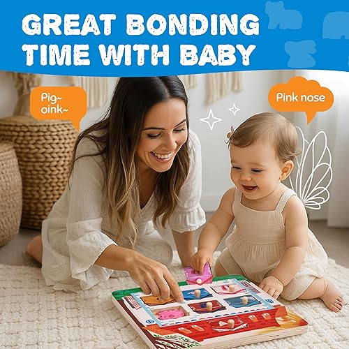 Miniatura 7 de JoyCat Rompecabezas de madera para niños pequeños de 1 a 3 años, juguetes Montessori para cumpleaños de niños y niñas de 1 a 2 años, cuerpo animal a