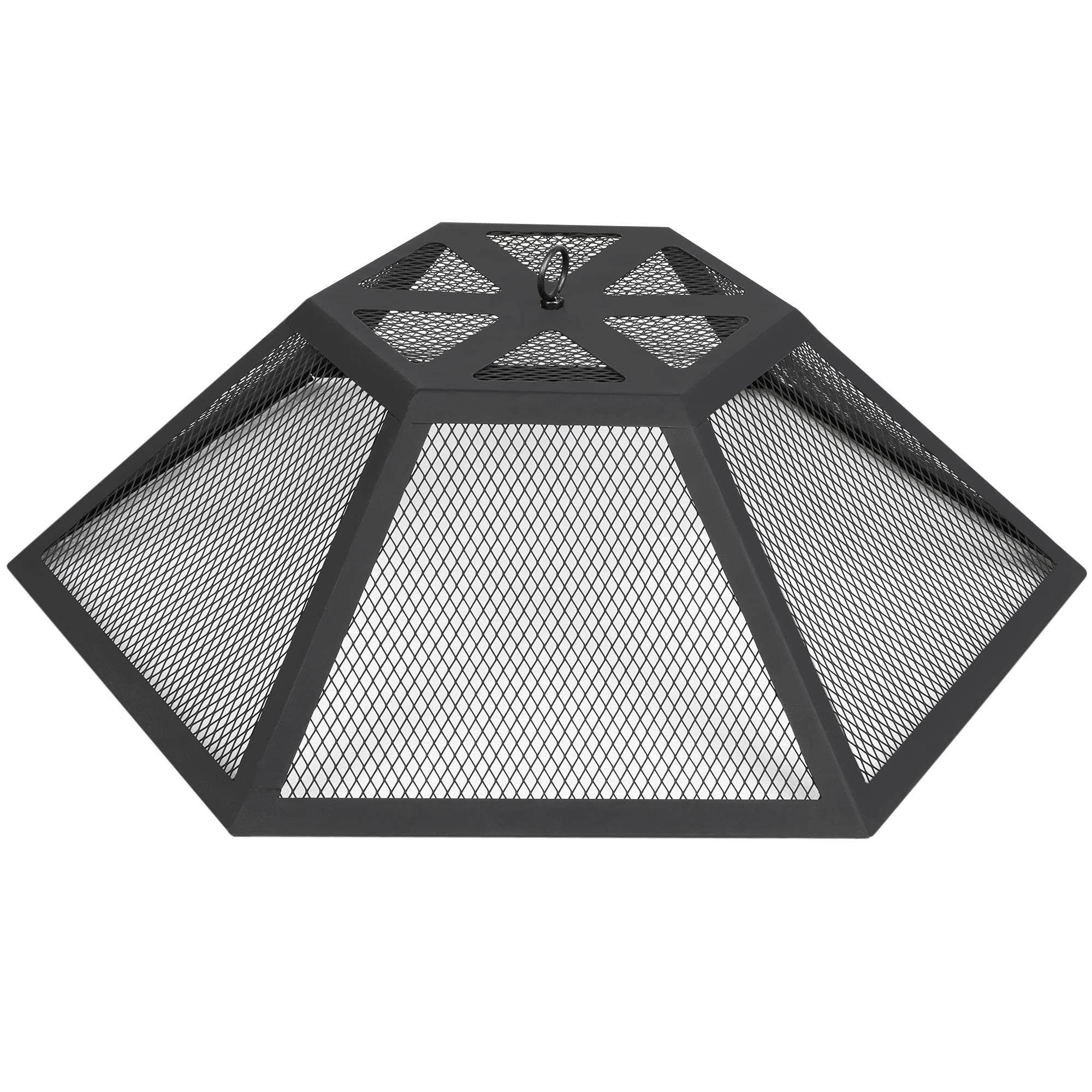 Yaheetech Braciere da Giardino Esterno a Legna Esagonale per Riscaldamento con Coperchio e Attizzatoio per Raduno Campeggio 61 x 61 x 62 cm Nero
